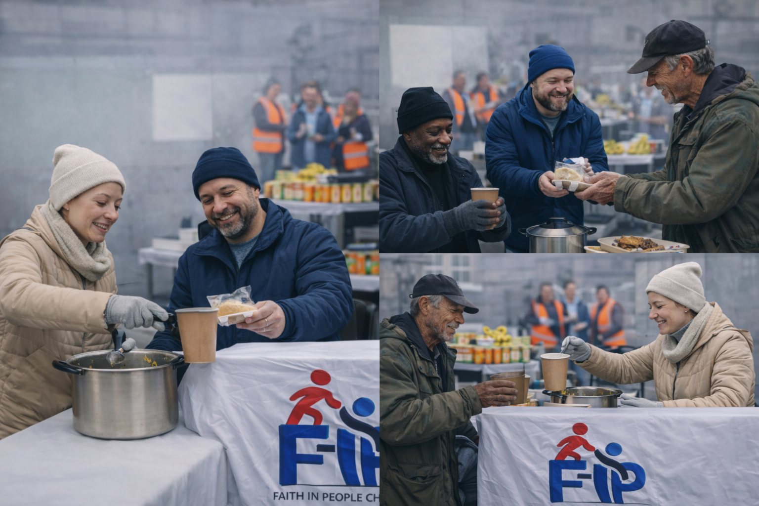 Volunteers preparing food