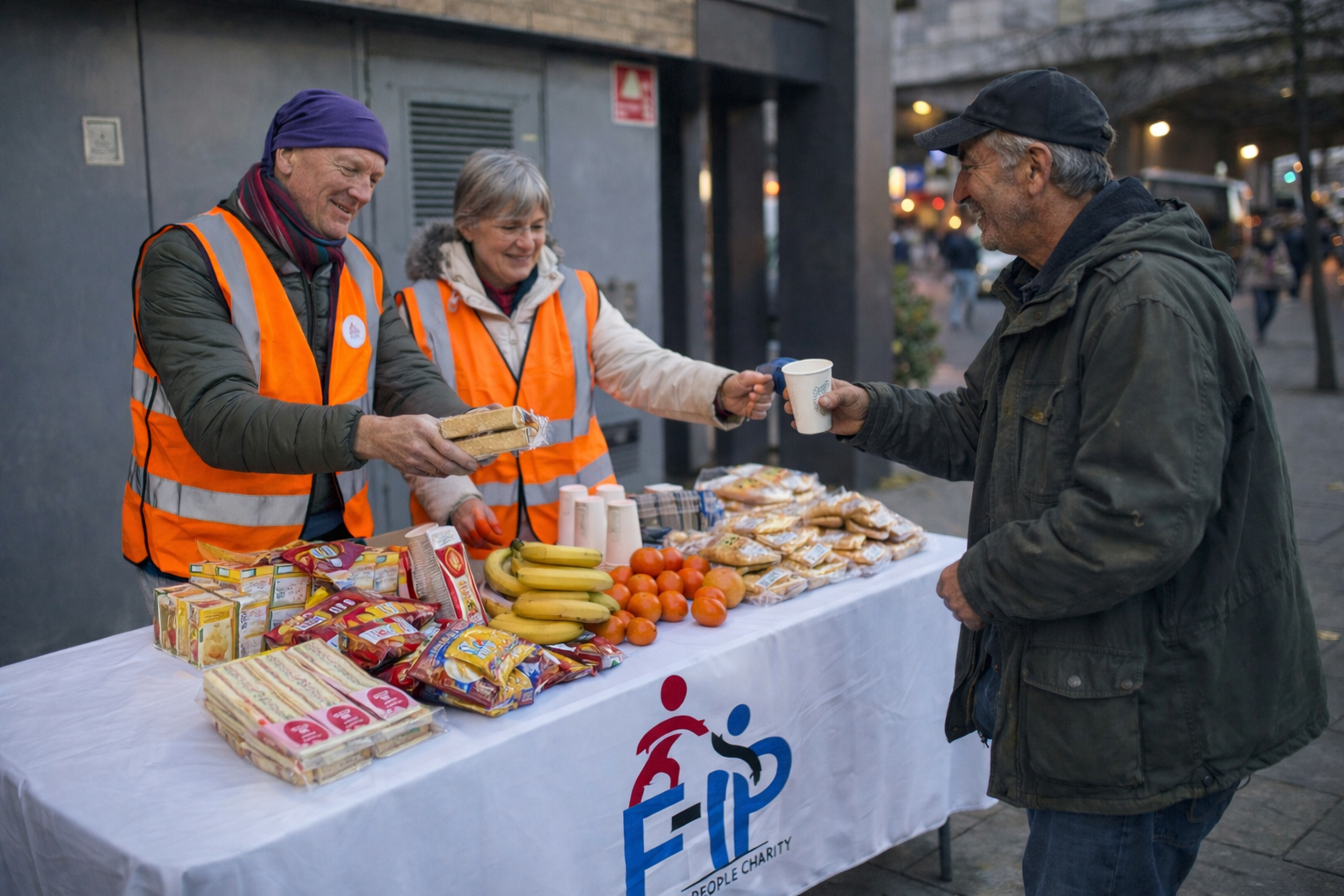 Serving hot food on the street
