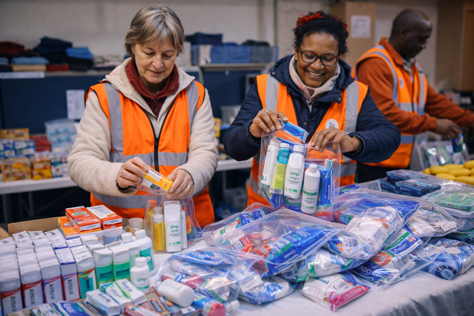 Assembling hygiene kits