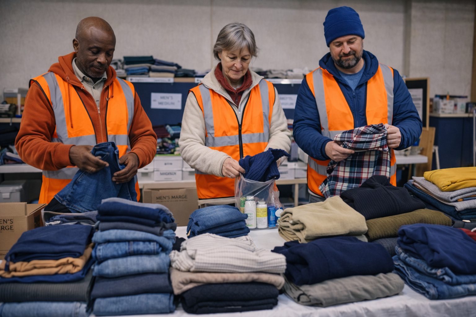 Sorting clothing donations